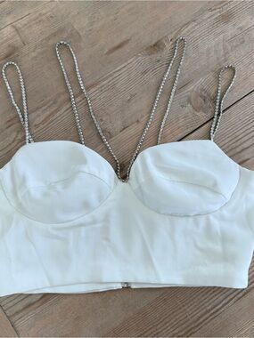 Cider White Medium Embellished Strap Brakette Top - Medium - $15